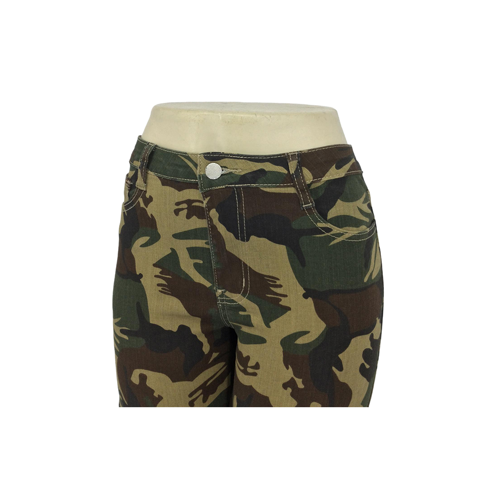 Camuflaje pantalones de carga de piernas rectas