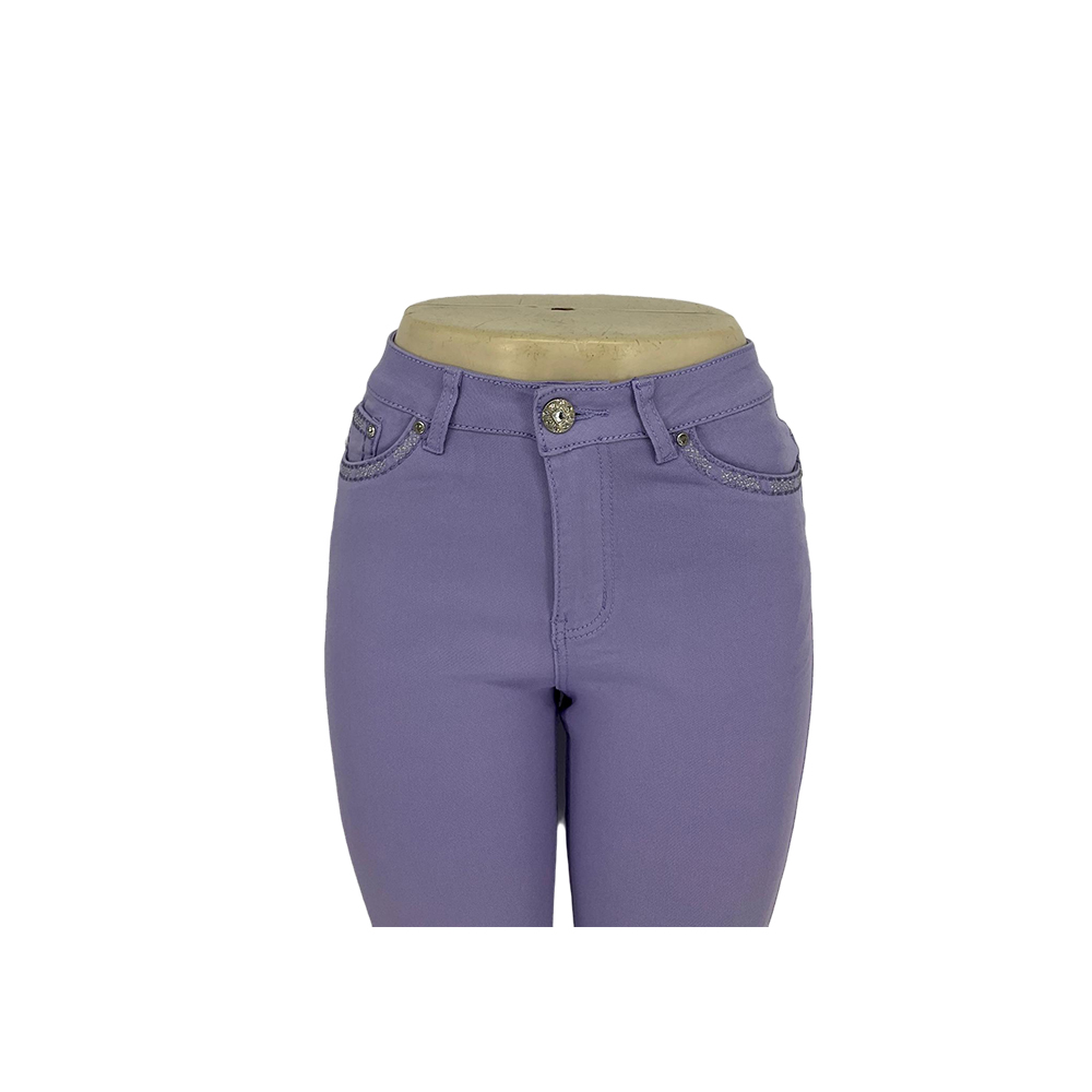 Pantalones de Flare adornados de color púrpura para mujer