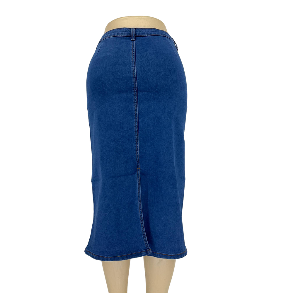 Women's Blue Denim Midi Skirt