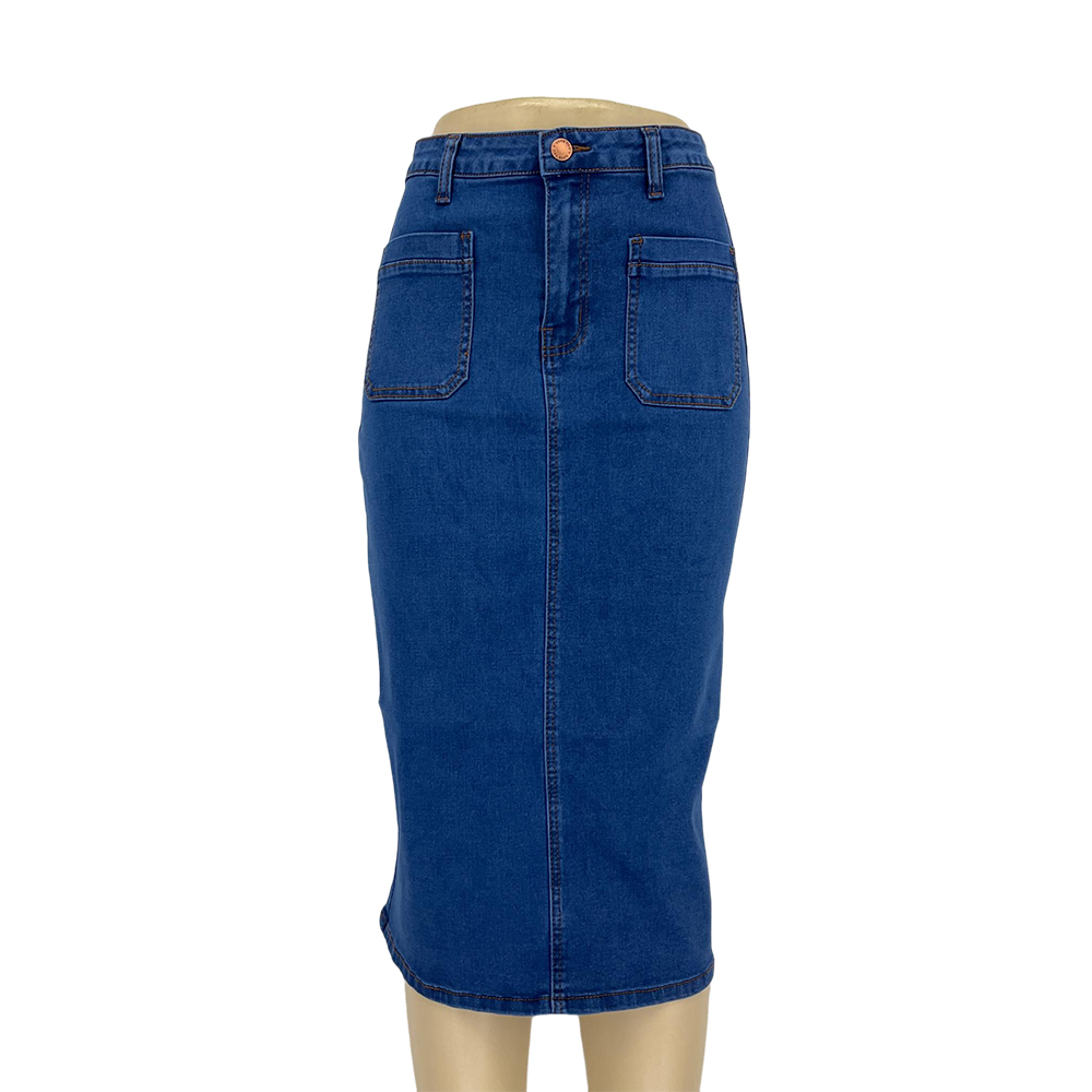 Women's Blue Denim Midi Skirt