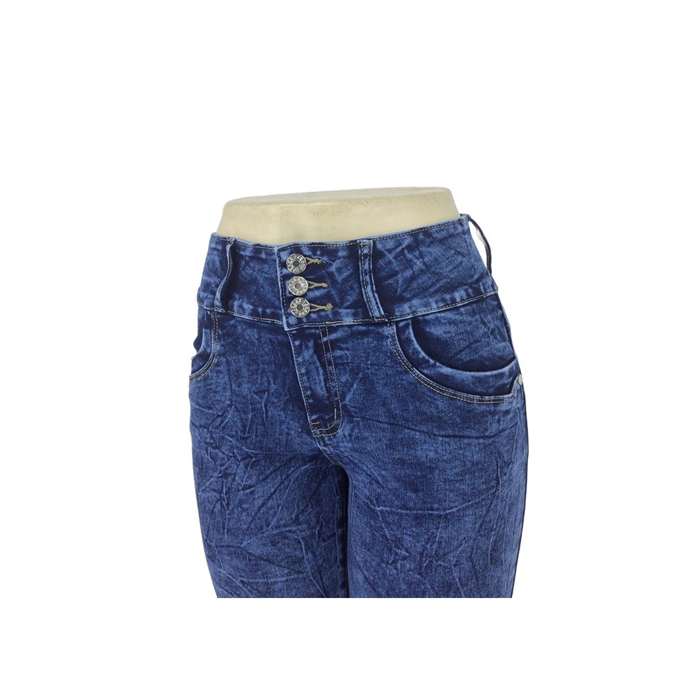 Women's Dark Blue Acid-Wash High-Waisted Skinny Jeans