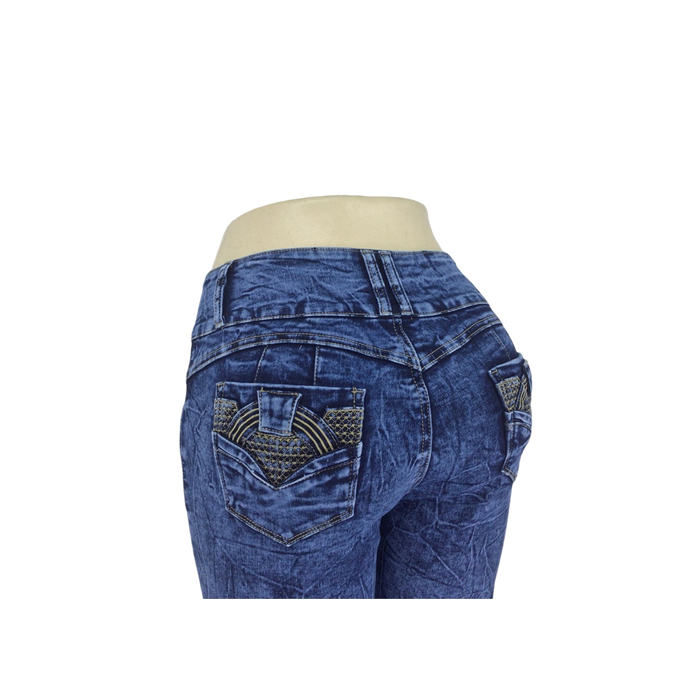 Women's Dark Blue Acid-Wash High-Waisted Skinny Jeans