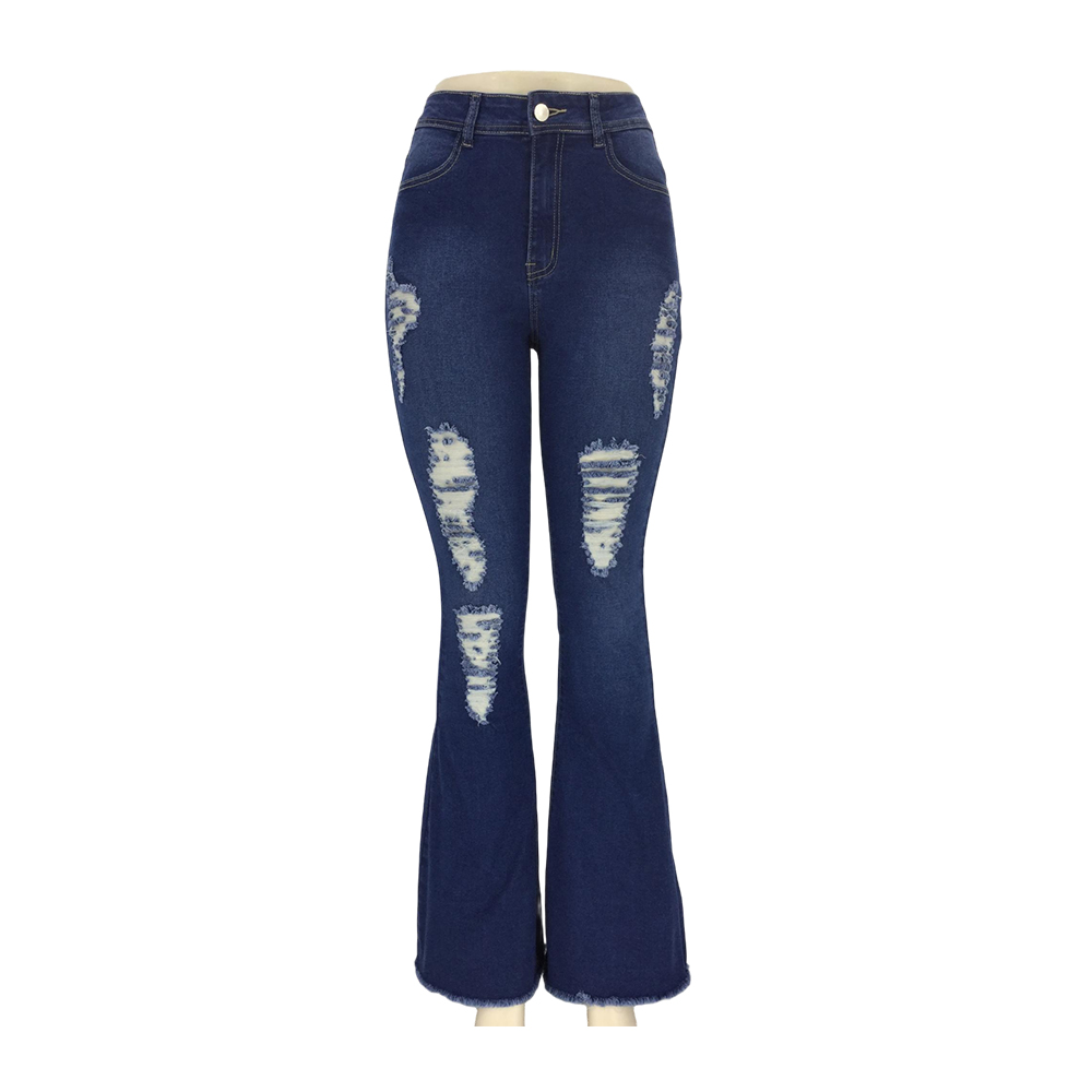 Women's High-Waisted Distressed Flare Jeans