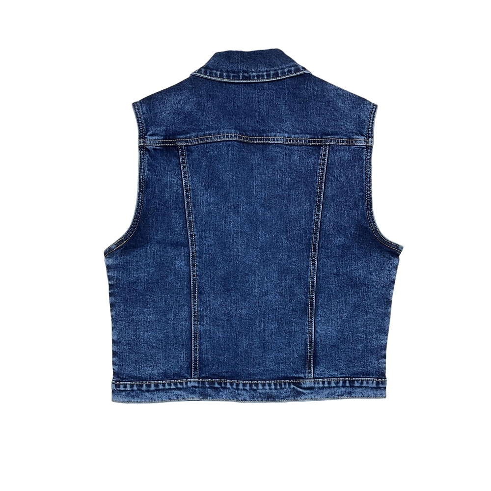 Women's Dark Blue Sleeveless Denim Vest