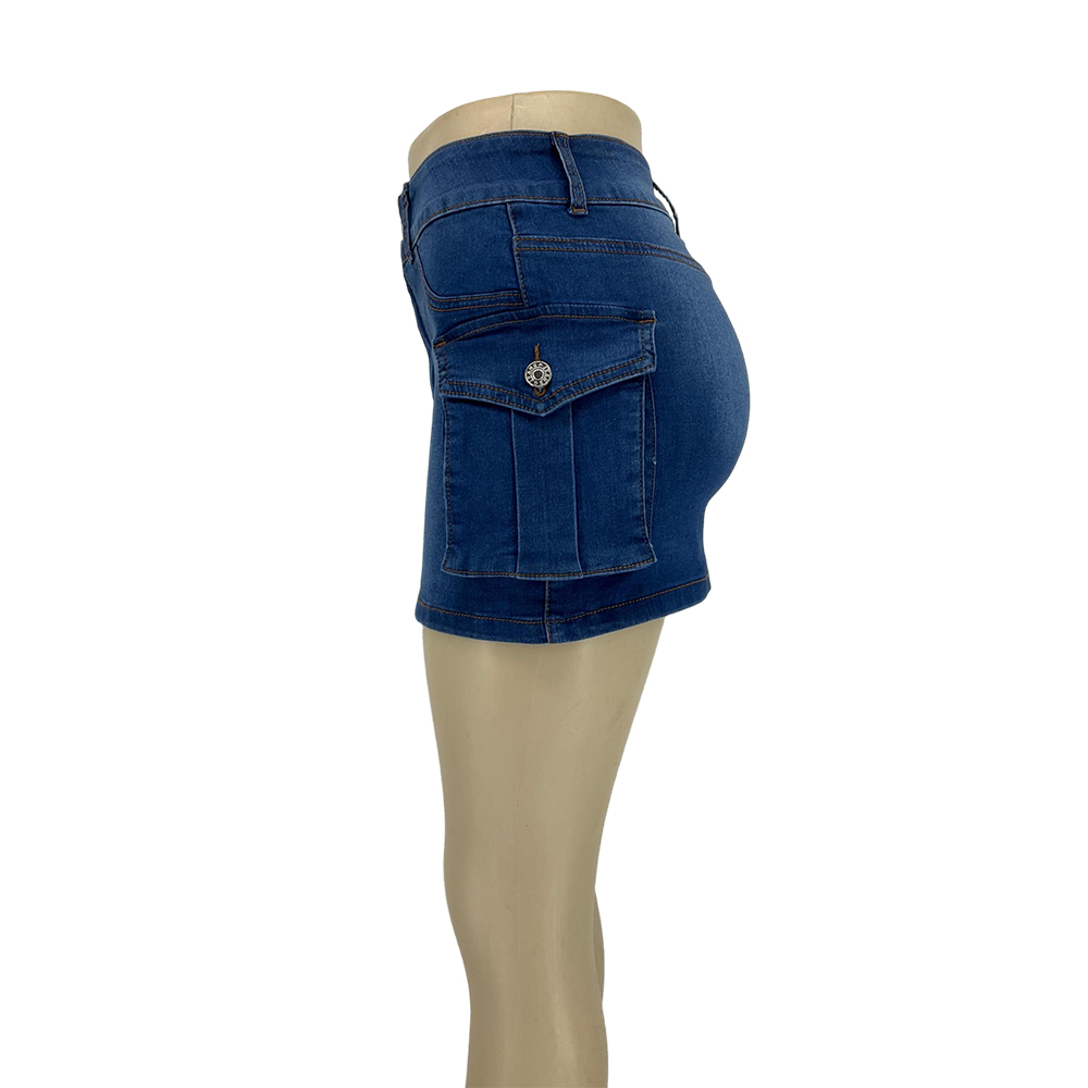 Mini falda de denim azul para mujer