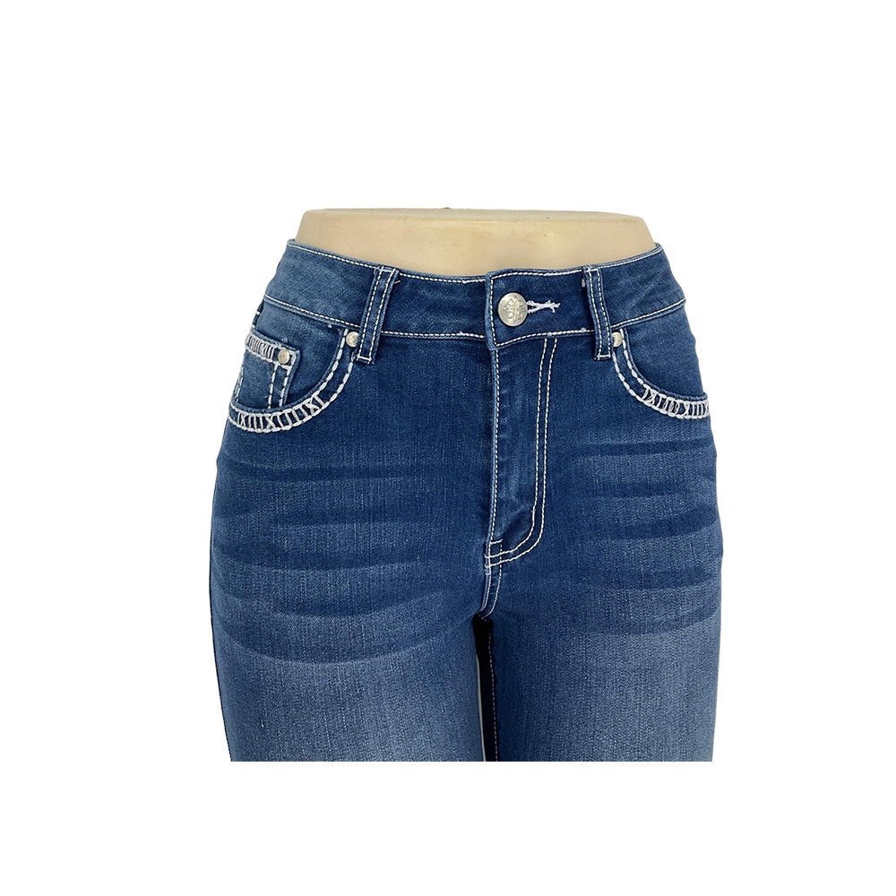 High Waisted Floral Embroidered Bootcut Jeans