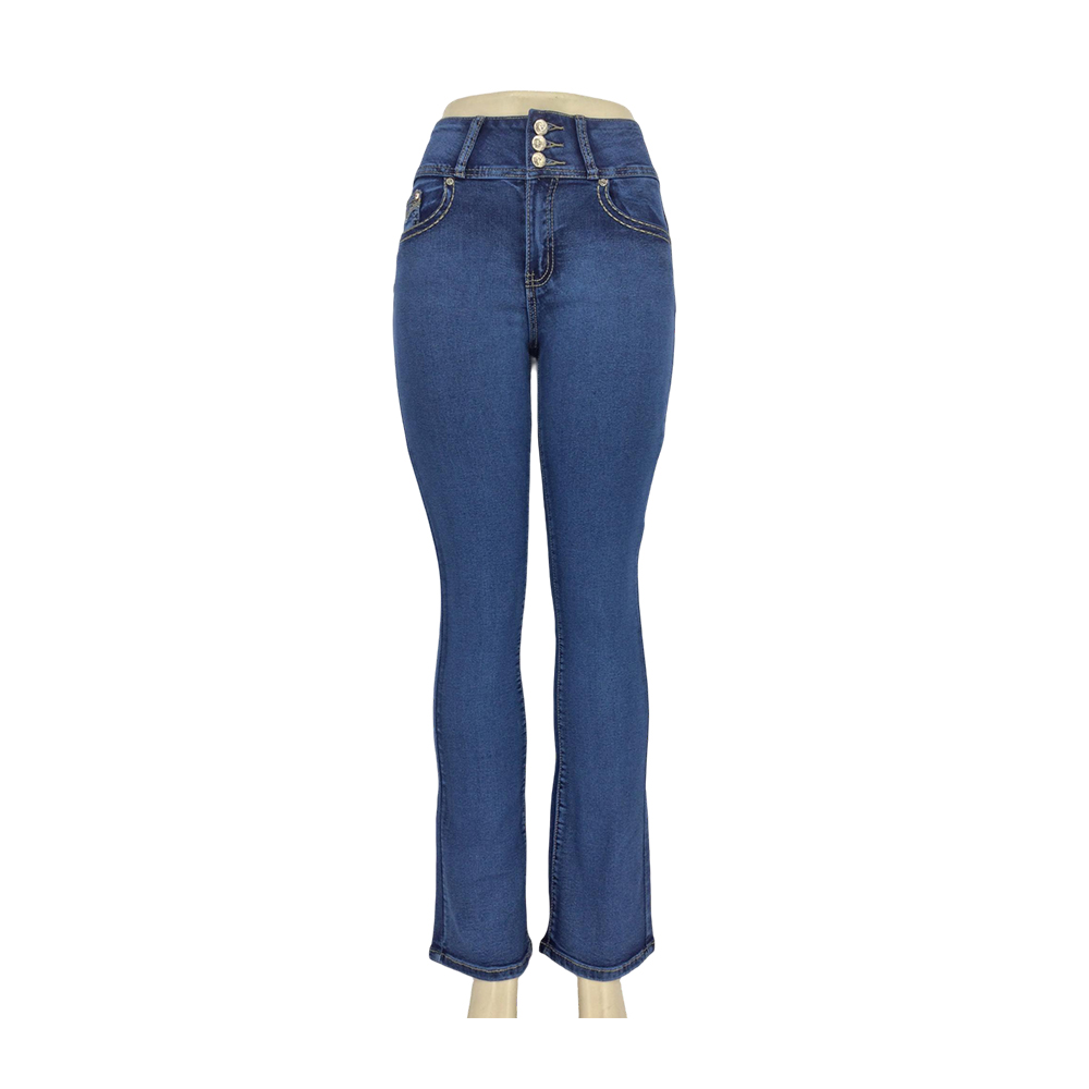 Women's High Waisted Triple Button Embroidered Bootcut Jeans