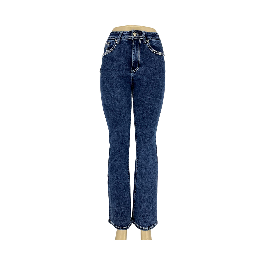 Women's Dark Wash Embroidered Bootcut Jeans with Cross-Pattern Back Pockets