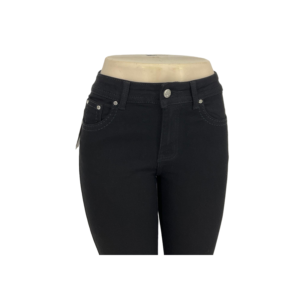 Women's Black Embroidered Bootcut Jeans with Ornamental Cross Pockets